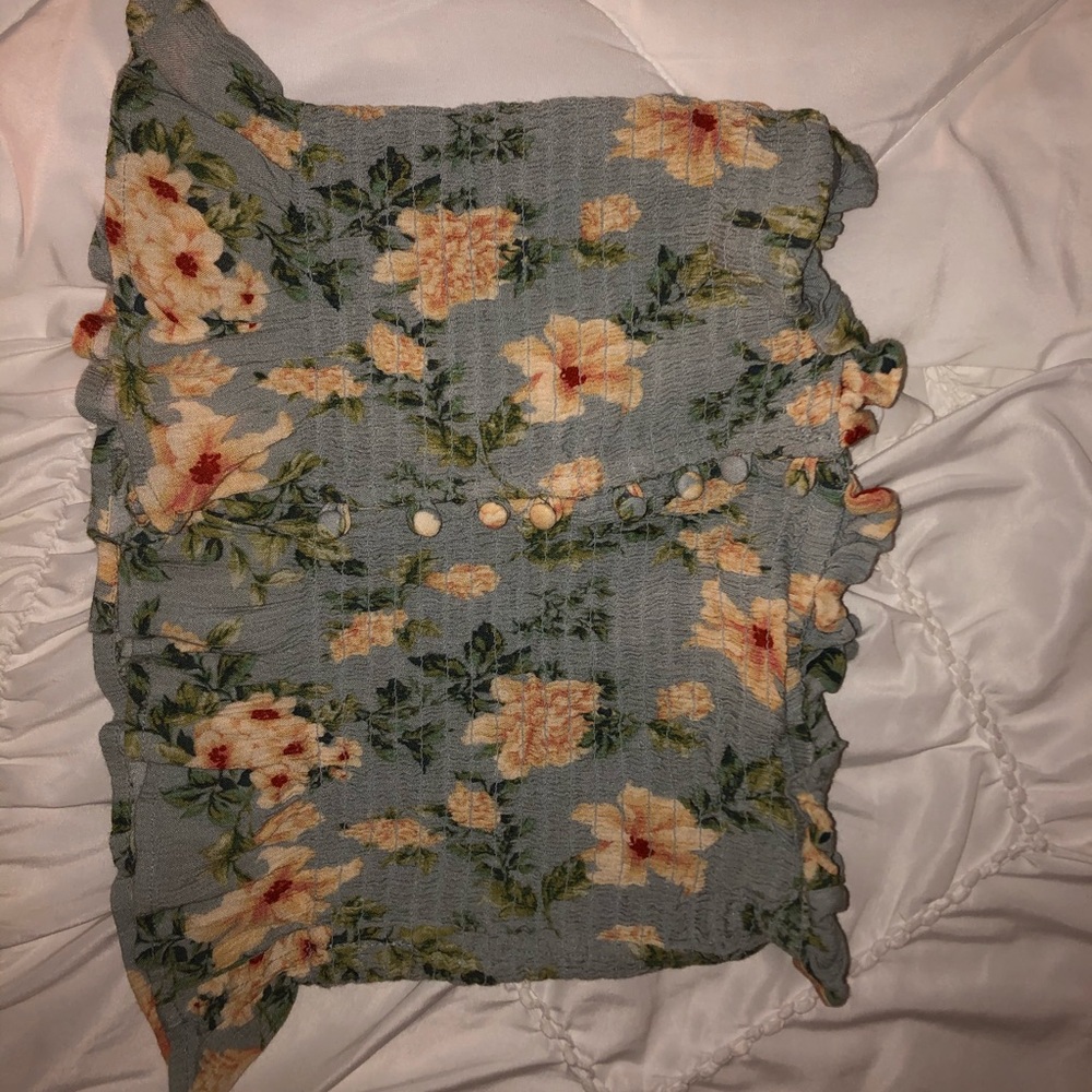 Floral ruffle tube top